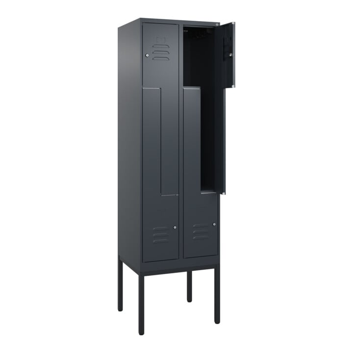C+P Z-Spind Classic PLUS, Gestell, 4 Fächer, 2120x600x500mm, 7016/7016 Verschluss Zylinderschloss