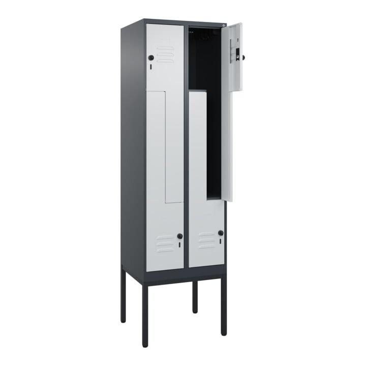 C+P Z-Spind Classic PLUS, Gestell, 4 Fächer, 2120x600x500mm, 7016/7035 Verschluss Sicherheits-Drehriegel