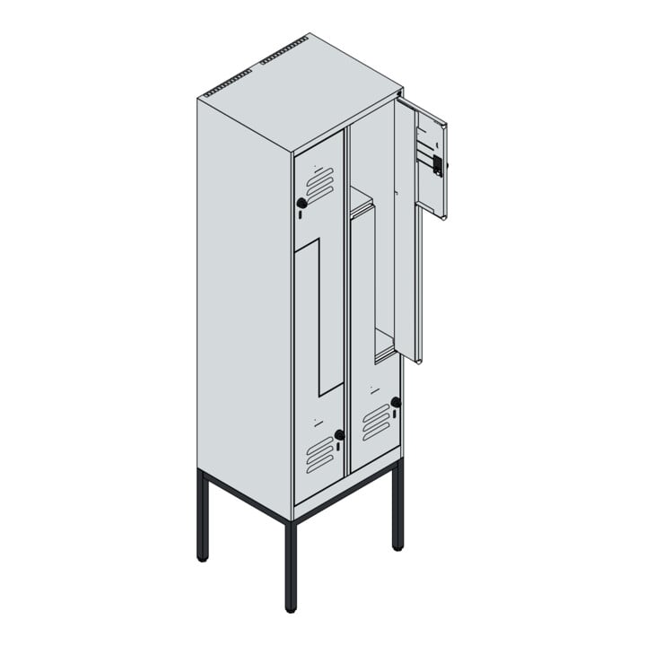 C+P Z-Spind Classic PLUS, Gestell, 4 Fächer, 2120x600x500mm, 7016/7035 Verschluss Sicherheits-Drehriegel