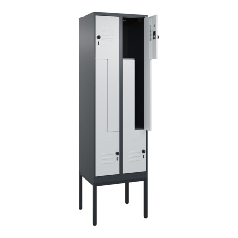 C+P Z-Spind Classic PLUS, Gestell, 4 Fächer, 2120x600x500mm, 7016/7035 Verschluss Sicherheits-Drehriegel