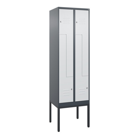 C+P Z-Spind Classic PLUS, Gestell, 4 Fächer, 2120x600x500mm, 7016/7035 Verschluss Zylinderschloss