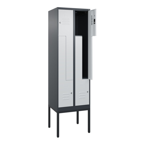 C+P Z-Spind Classic PLUS, Gestell, 4 Fächer, 2120x600x500mm, 7016/7035 Verschluss Zylinderschloss