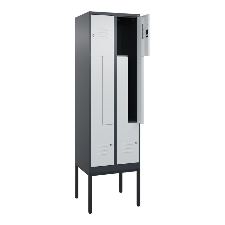 C+P Z-Spind Classic PLUS, Gestell, 4 Fächer, 2120x600x500mm, 7016/7035 Verschluss Zylinderschloss