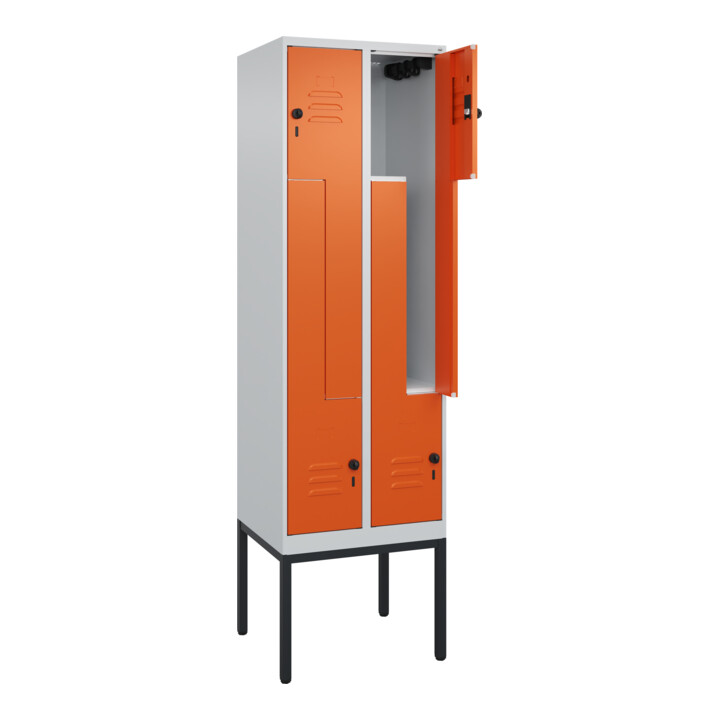 C+P Z-Spind Classic PLUS, Gestell, 4 Fächer, 2120x600x500mm, 7035/2004 Verschluss Sicherheits-Drehriegel