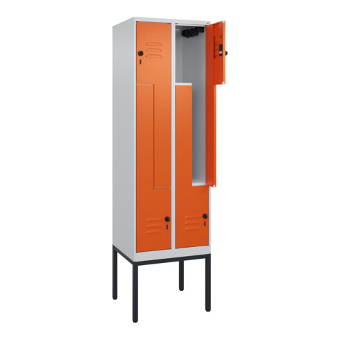 C+P Z-Spind Classic PLUS, Gestell, 4 Fächer, 2120x600x500mm, 7035/2004 Verschluss Sicherheits-Drehriegel