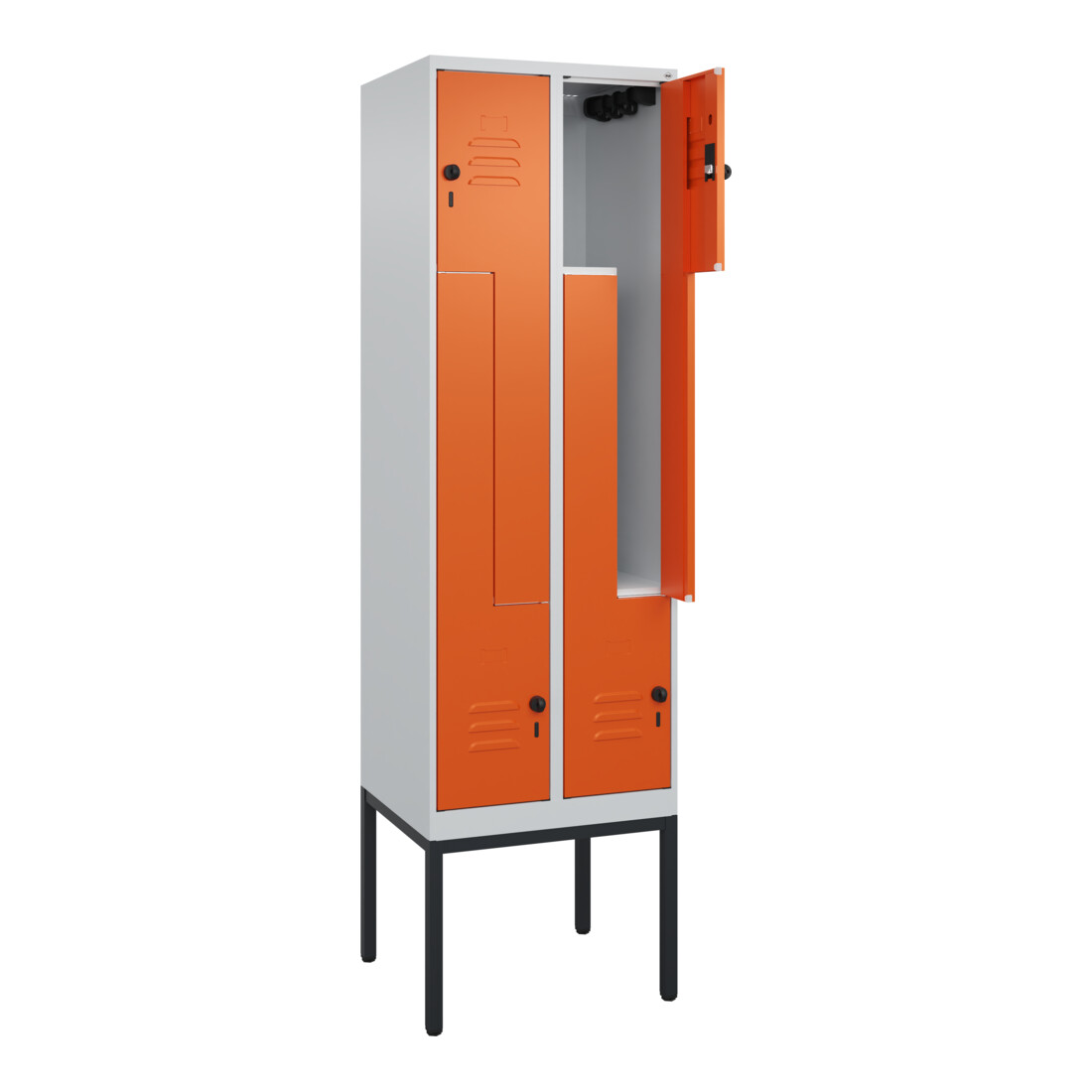 C+P Z-Spind Classic PLUS, Gestell, 4 Fächer, 2120x600x500mm, 7035/2004 Verschluss Sicherheits-Drehriegel