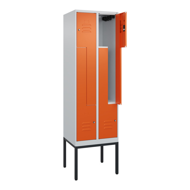 C+P Z-Spind Classic PLUS, Gestell, 4 Fächer, 2120x600x500mm, 7035/2004 Verschluss Zylinderschloss