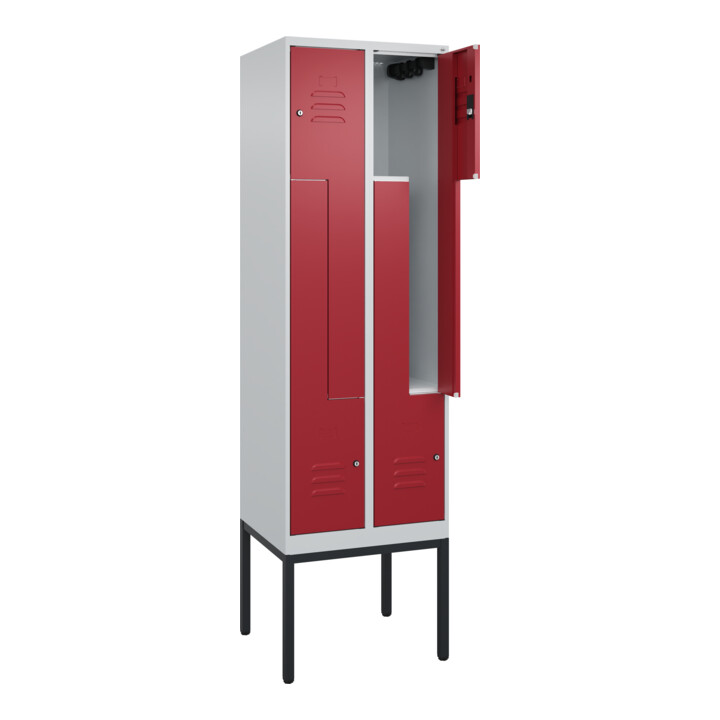 C+P Z-Spind Classic PLUS, Gestell, 4 Fächer, 2120x600x500mm, 7035/3003 Verschluss Zylinderschloss
