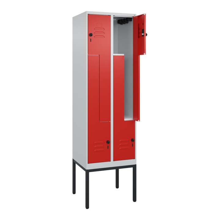 C+P Z-Spind Classic PLUS, Gestell, 4 Fächer, 2120x600x500mm, 7035/3020 Verschluss Sicherheits-Drehriegel