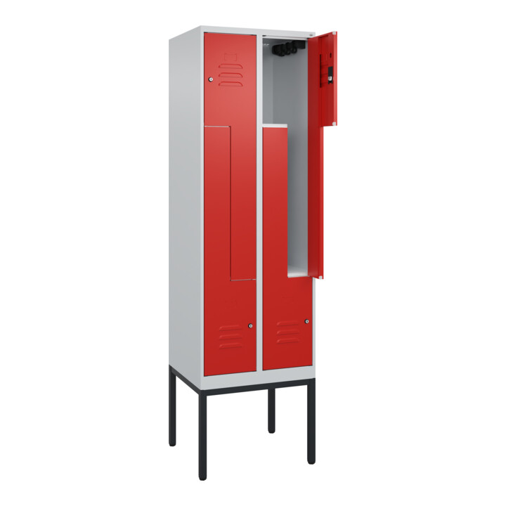 C+P Z-Spind Classic PLUS, Gestell, 4 Fächer, 2120x600x500mm, 7035/3020 Verschluss Zylinderschloss