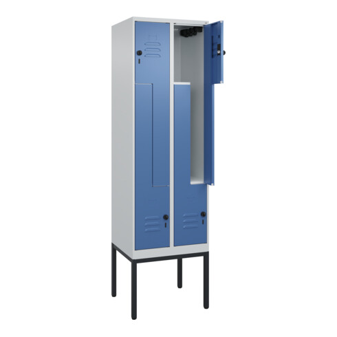 C+P Z-Spind Classic PLUS, Gestell, 4 Fächer, 2120x600x500mm, 7035/5023 Verschluss Sicherheits-Drehriegel