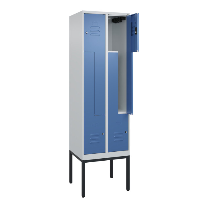C+P Z-Spind Classic PLUS, Gestell, 4 Fächer, 2120x600x500mm, 7035/5023 Verschluss Zylinderschloss
