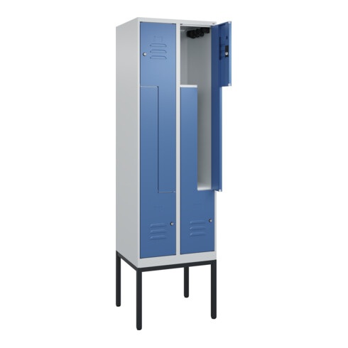 C+P Z-Spind Classic PLUS, Gestell, 4 Fächer, 2120x600x500mm, 7035/5023 Verschluss Zylinderschloss