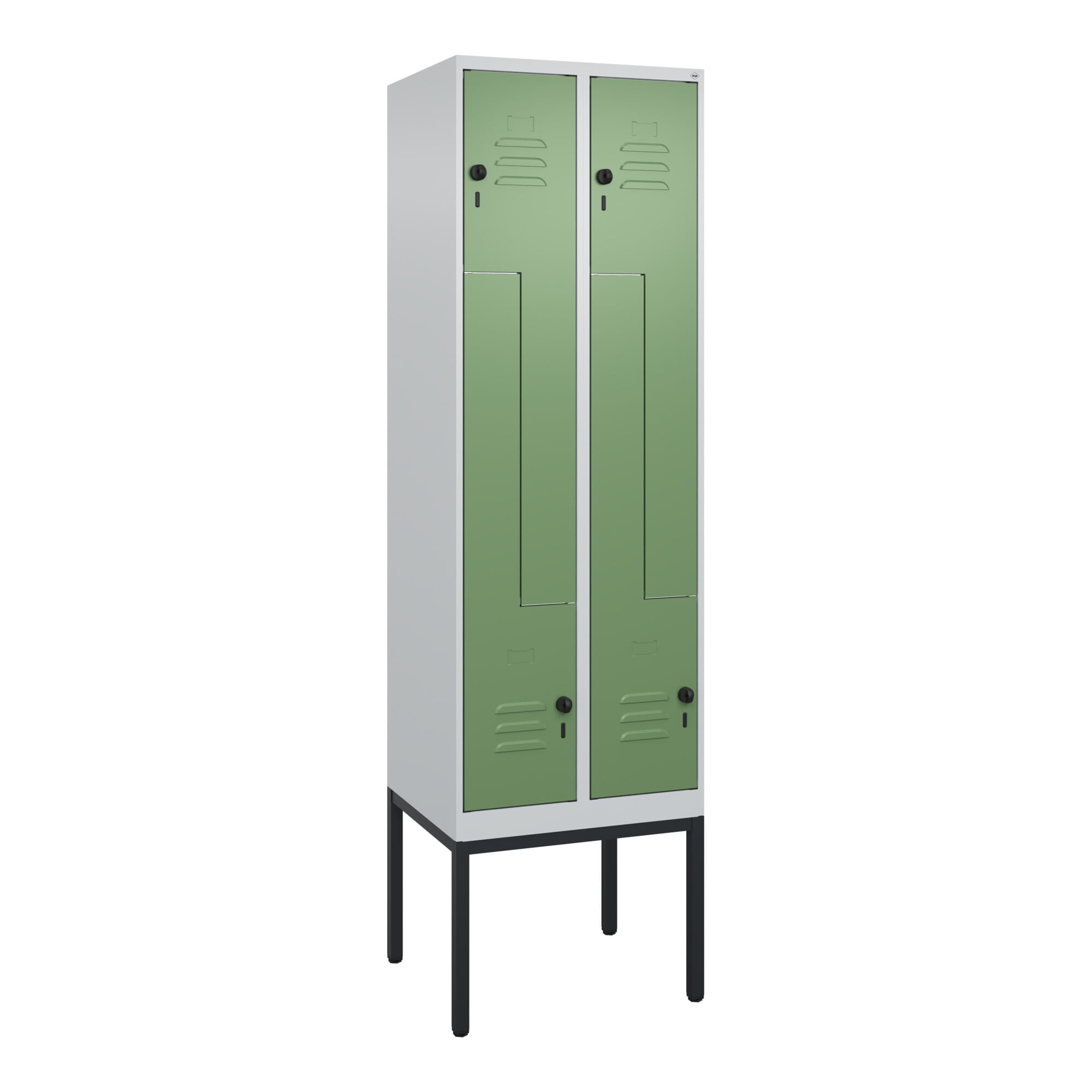 C+P Z-Spind Classic PLUS, Gestell, 4 Fächer, 2120x600x500mm, 7035/6011 Verschluss Sicherheits-Drehriegel ; C + P Möbelsysteme
