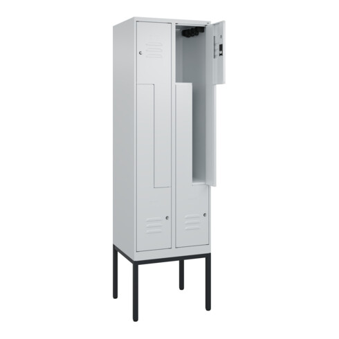 C+P Z-Spind Classic PLUS, Gestell, 4 Fächer, 2120x600x500mm, 7035/7035 Verschluss Zylinderschloss