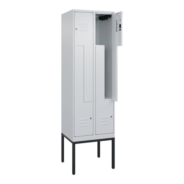 C+P Z-Spind Classic PLUS, Gestell, 4 Fächer, 2120x600x500mm, 7035/7035 Verschluss Zylinderschloss