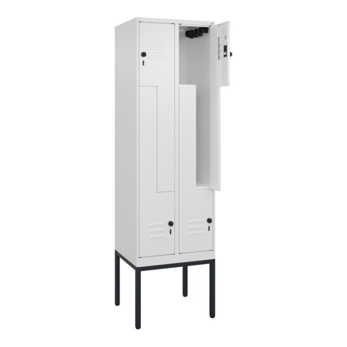 C+P Z-Spind Classic PLUS, Gestell, 4 Fächer, 2120x600x500mm, 9016/9016 Verschluss Sicherheits-Drehriegel