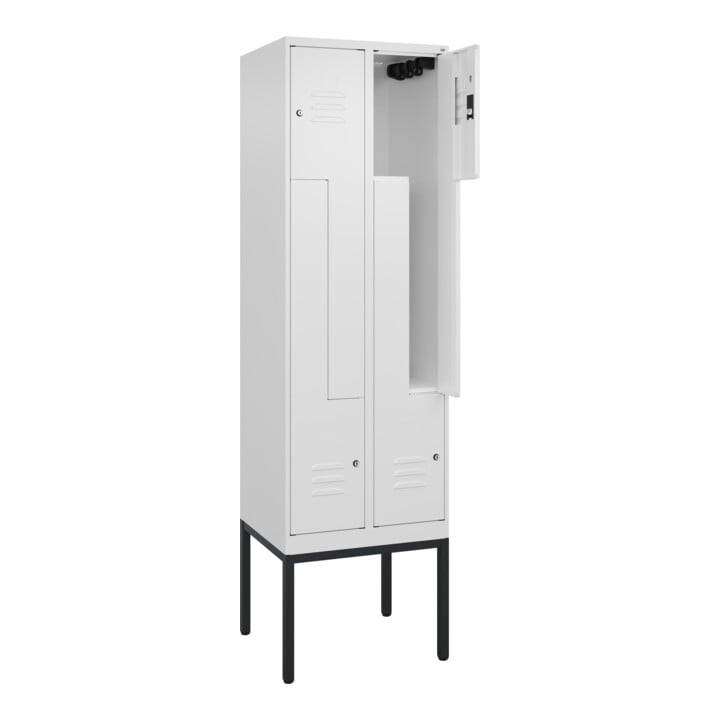 C+P Z-Spind Classic PLUS, Gestell, 4 Fächer, 2120x600x500mm, 9016/9016 Verschluss Zylinderschloss