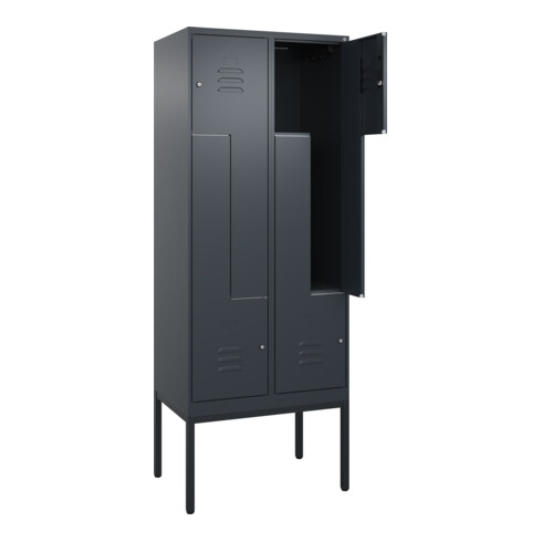 C+P Z-Spind Classic PLUS, Gestell, 4 Fächer, 2120x800x500mm, 7016/7016 Verschluss Zylinderschloss