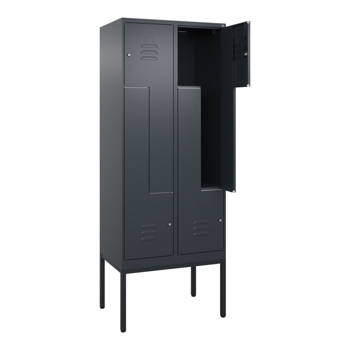 C+P Z-Spind Classic PLUS, Gestell, 4 Fächer, 2120x800x500mm, 7016/7016 Verschluss Zylinderschloss