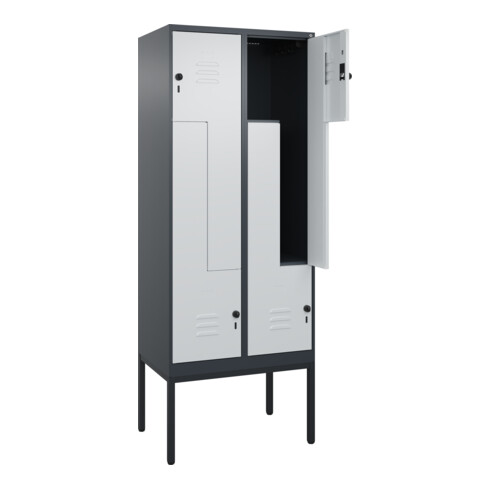 C+P Z-Spind Classic PLUS, Gestell, 4 Fächer, 2120x800x500mm, 7016/7035 Verschluss Sicherheits-Drehriegel