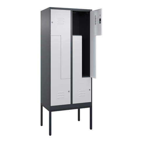 C+P Z-Spind Classic PLUS, Gestell, 4 Fächer, 2120x800x500mm, 7016/7035 Verschluss Zylinderschloss