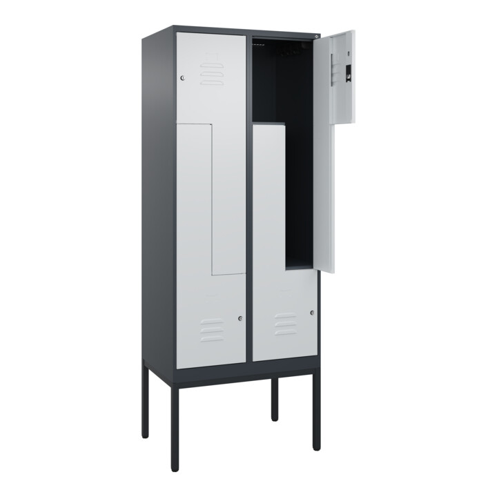 C+P Z-Spind Classic PLUS, Gestell, 4 Fächer, 2120x800x500mm, 7016/7035 Verschluss Zylinderschloss