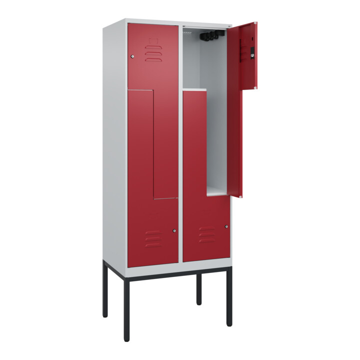 C+P Z-Spind Classic PLUS, Gestell, 4 Fächer, 2120x800x500mm, 7035/3003 Verschluss Zylinderschloss