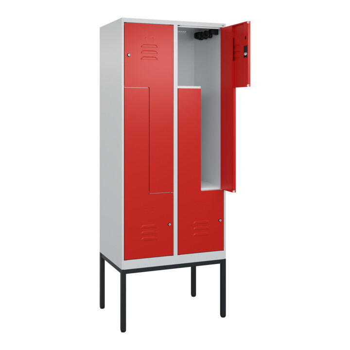 C+P Z-Spind Classic PLUS, Gestell, 4 Fächer, 2120x800x500mm, 7035/3020 Verschluss Zylinderschloss