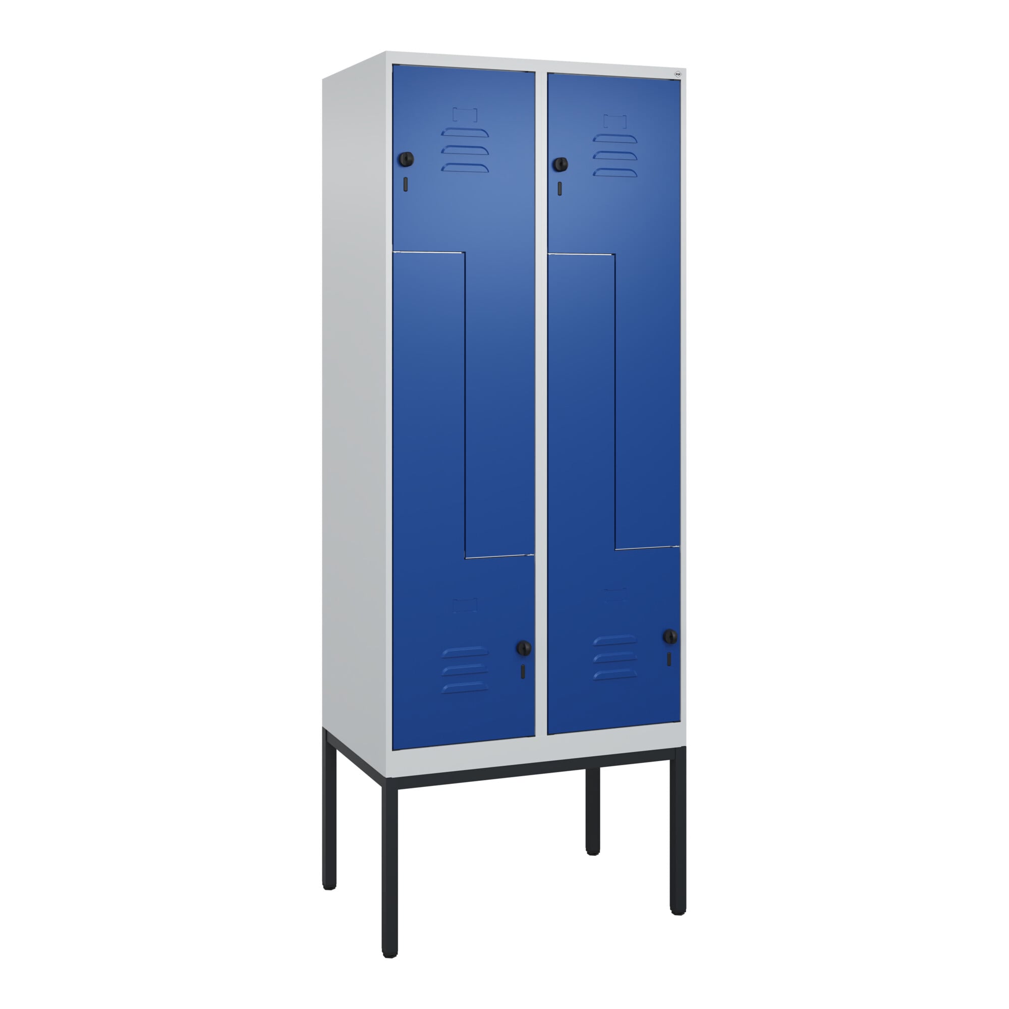 C+P Z-Spind Classic PLUS, Gestell, 4 Fächer, 2120x800x500mm, 7035/5010 Verschluss Sicherheits-Drehriegel ; C + P Möbelsysteme