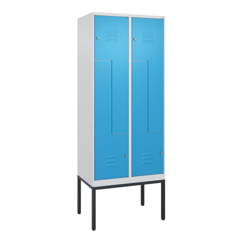 C+P Z-Spind Classic PLUS, Gestell, 4 Fächer, 2120x800x500mm, 7035/5012 Verschluss Zylinderschloss