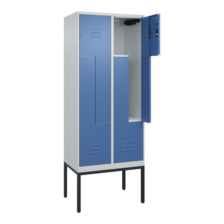 C+P Z-Spind Classic PLUS, Gestell, 4 Fächer, 2120x800x500mm, 7035/5023 Verschluss Zylinderschloss