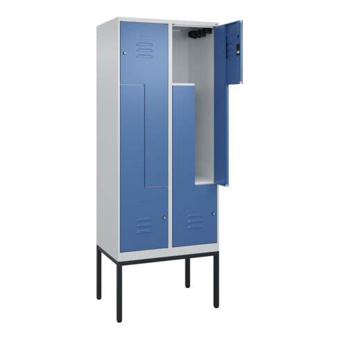 C+P Z-Spind Classic PLUS, Gestell, 4 Fächer, 2120x800x500mm, 7035/5023 Verschluss Zylinderschloss
