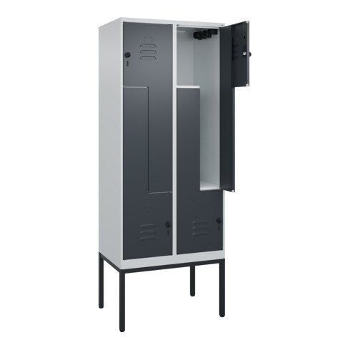 C+P Z-Spind Classic PLUS, Gestell, 4 Fächer, 2120x800x500mm, 7035/7016 Verschluss Sicherheits-Drehriegel