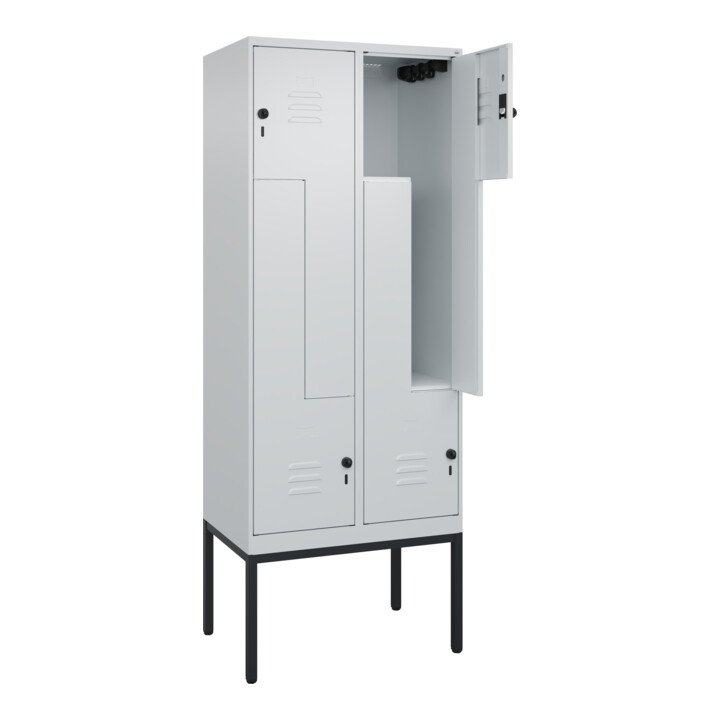 C+P Z-Spind Classic PLUS, Gestell, 4 Fächer, 2120x800x500mm, 7035/7035 Verschluss Sicherheits-Drehriegel