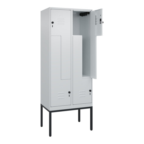 C+P Z-Spind Classic PLUS, Gestell, 4 Fächer, 2120x800x500mm, 7035/7035 Verschluss Sicherheits-Drehriegel