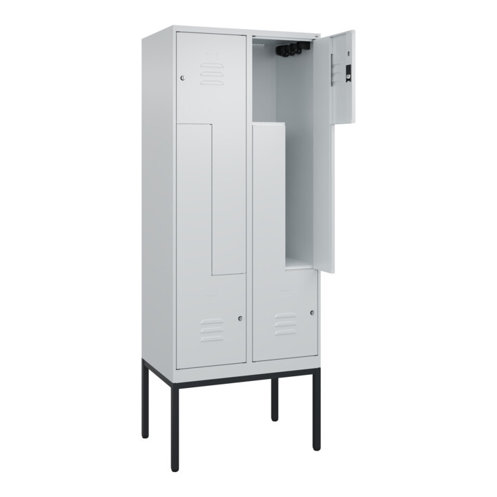C+P Z-Spind Classic PLUS, Gestell, 4 Fächer, 2120x800x500mm, 7035/7035 Verschluss Zylinderschloss