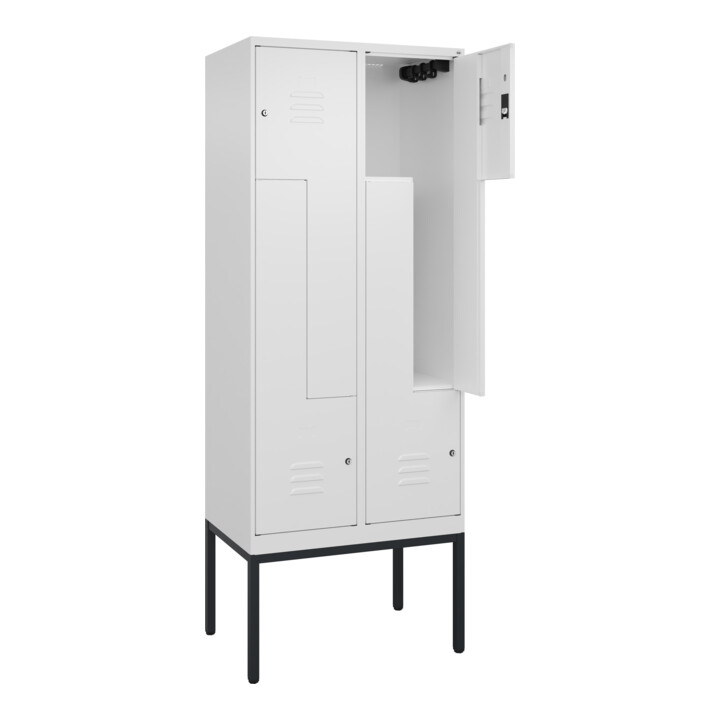 C+P Z-Spind Classic PLUS, Gestell, 4 Fächer, 2120x800x500mm, 9016/9016 Verschluss Zylinderschloss