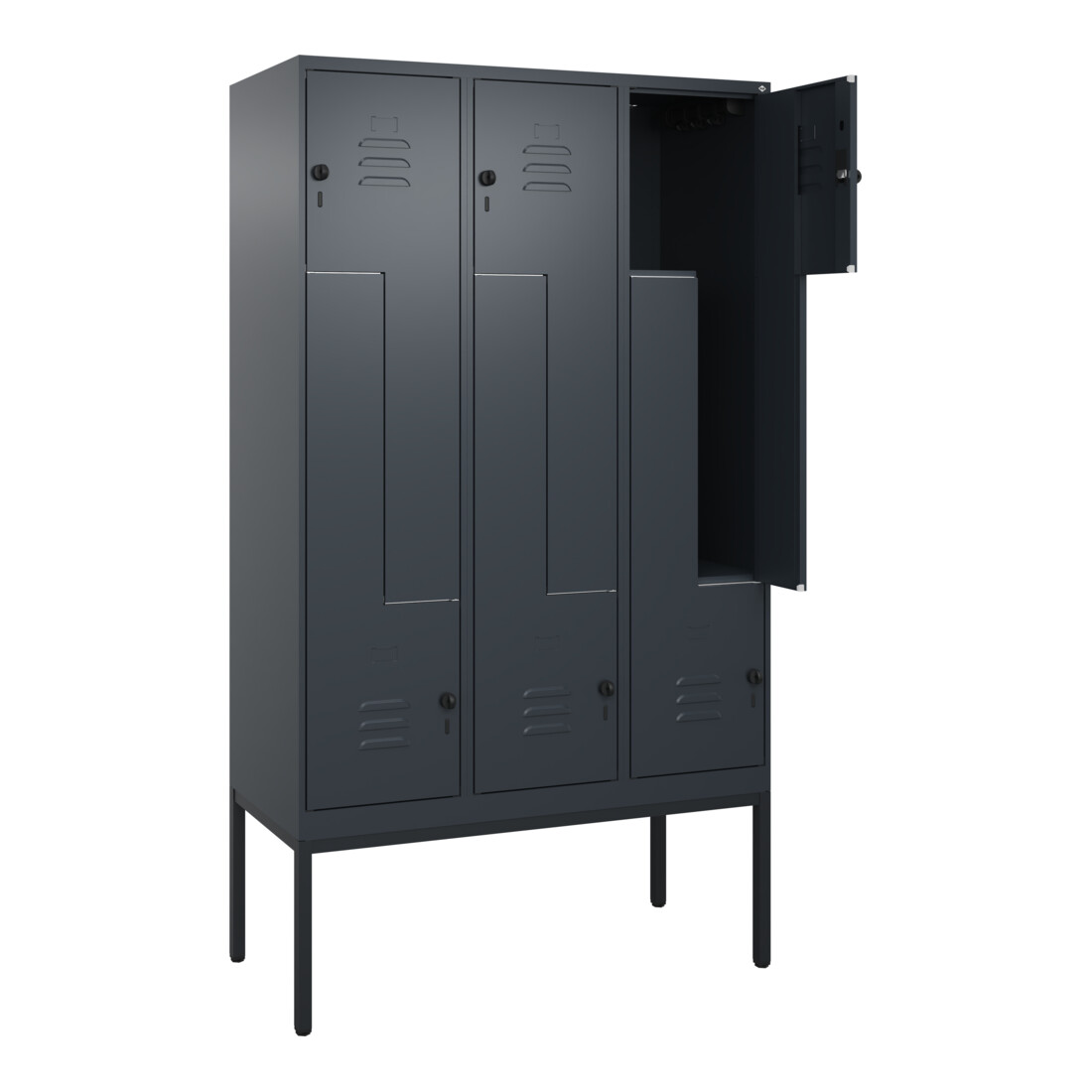 C+P Z-Spind Classic PLUS, Gestell, 6 Fächer, 2120x1200x500mm, 7016/7016 Verschluss Sicherheits-Drehriegel