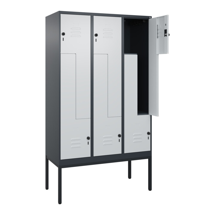 C+P Z-Spind Classic PLUS, Gestell, 6 Fächer, 2120x1200x500mm, 7016/7035 Verschluss Sicherheits-Drehriegel
