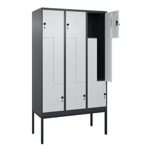 C+P Z-Spind Classic PLUS, Gestell, 6 Fächer, 2120x1200x500mm, 7016/7035 Verschluss Sicherheits-Drehriegel