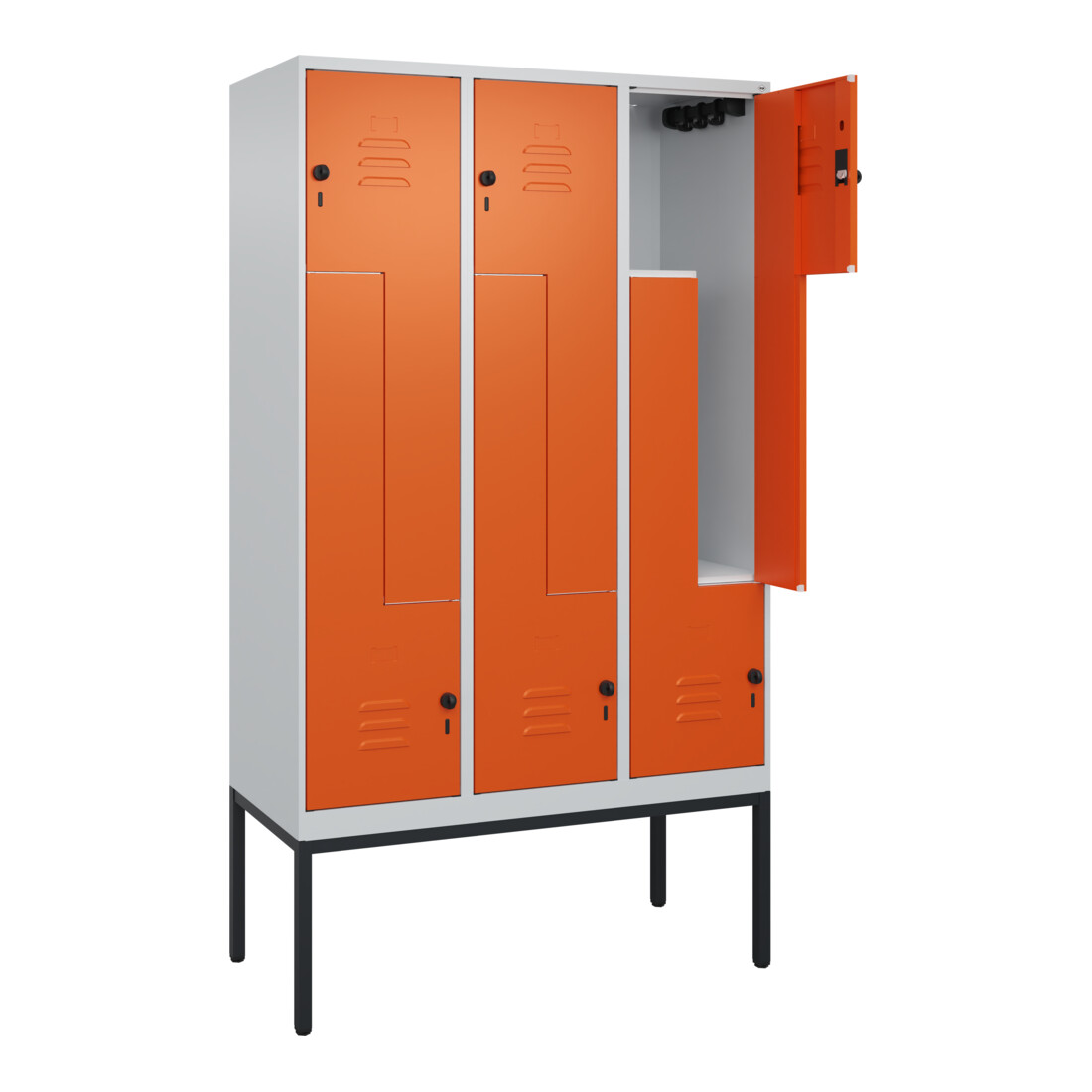 C+P Z-Spind Classic PLUS, Gestell, 6 Fächer, 2120x1200x500mm, 7035/2004 Verschluss Sicherheits-Drehriegel