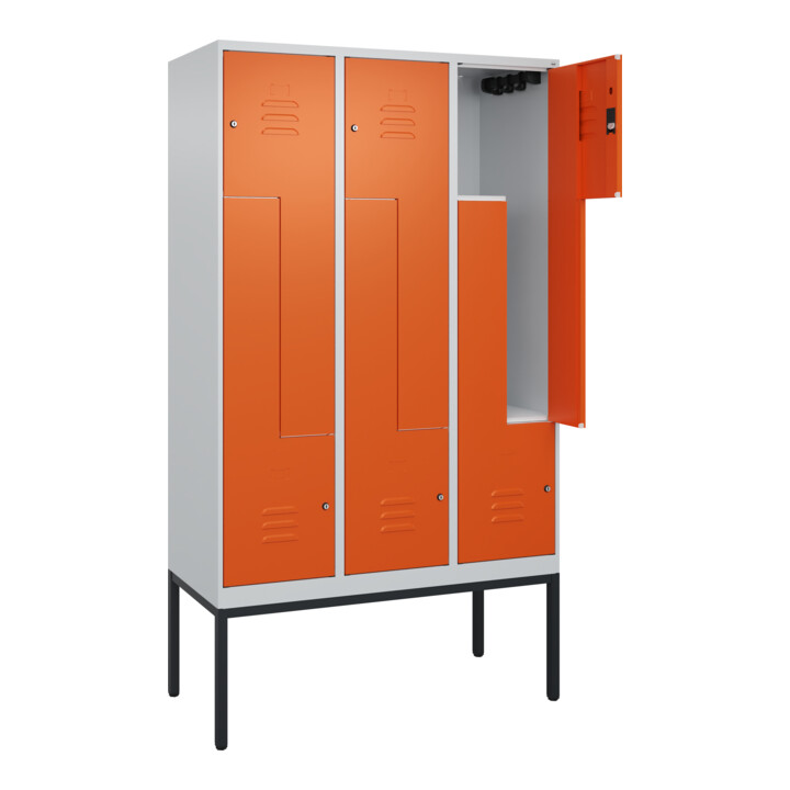 C+P Z-Spind Classic PLUS, Gestell, 6 Fächer, 2120x1200x500mm, 7035/2004 Verschluss Zylinderschloss