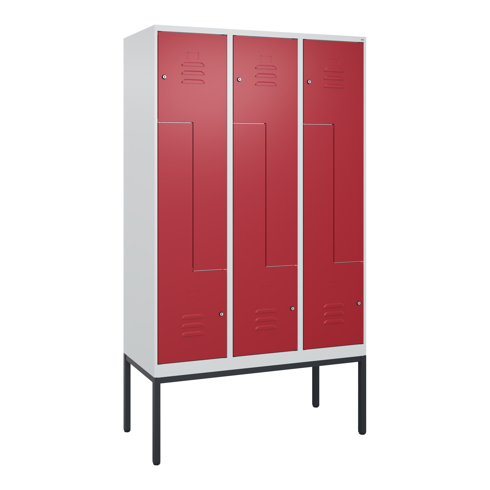 C+P Z-Spind Classic PLUS, Gestell, 6 Fächer, 2120x1200x500mm, 7035/3003 Verschluss Zylinderschloss ; C + P Möbelsysteme