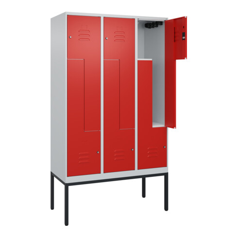 C+P Z-Spind Classic PLUS, Gestell, 6 Fächer, 2120x1200x500mm, 7035/3020 Verschluss Zylinderschloss