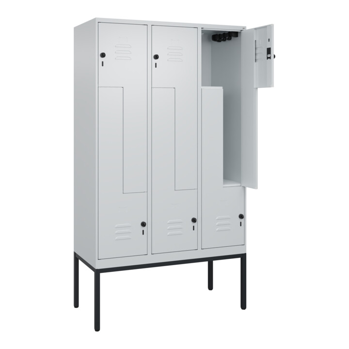 C+P Z-Spind Classic PLUS, Gestell, 6 Fächer, 2120x1200x500mm, 7035/7035 Verschluss Sicherheits-Drehriegel