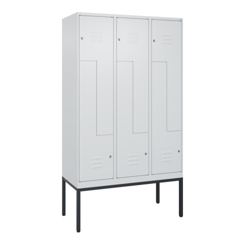 C+P Z-Spind Classic PLUS, Gestell, 6 Fächer, 2120x1200x500mm, 7035/7035 Verschluss Zylinderschloss