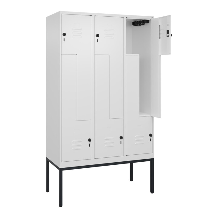 C+P Z-Spind Classic PLUS, Gestell, 6 Fächer, 2120x1200x500mm, 9016/9016 Verschluss Sicherheits-Drehriegel