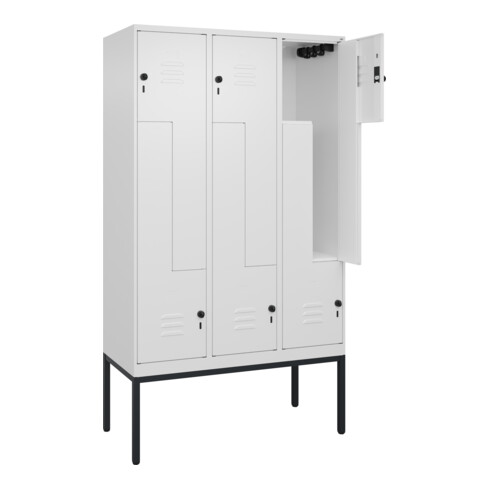 C+P Z-Spind Classic PLUS, Gestell, 6 Fächer, 2120x1200x500mm, 9016/9016 Verschluss Sicherheits-Drehriegel