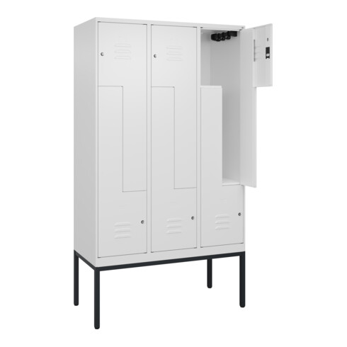 C+P Z-Spind Classic PLUS, Gestell, 6 Fächer, 2120x1200x500mm, 9016/9016 Verschluss Zylinderschloss